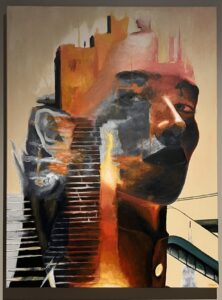 artwork art piece local artist painting berlin restaurant