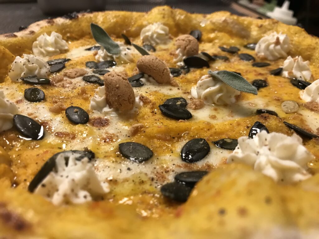 pumpkin pizza with sage and ricotta in Berlin